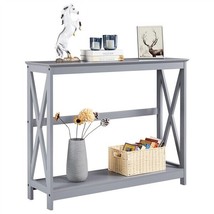 Classic X-Design Console Table Sofa Side Table For Entryway Living Room, Gray - £81.52 GBP