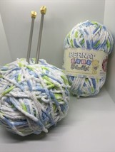 Set 2 Bernat Baby Blanket 6 Super Bulky Polyester Yarn Balls + Set 8mm Needles - £14.93 GBP