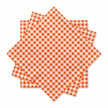 Disposable Paper Napkins 3-Ply Orange And White Gingham Beverage Napkins For Din - £15.97 GBP