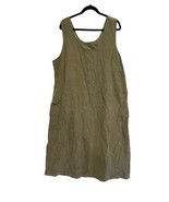 FLAX Jeanne Engelhart Corduroy Jumper Dress Olive Green Pockets Lagenloo... - £41.41 GBP