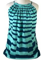 New York &amp; Company Womens Tank Top Blue Striped Self Tie Pleated Halter ... - $184.04 MXN
