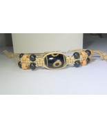 Bracelet Hemp Beige w/Glass and Wood Beads Adjustable Upcycled Handmade - £6.29 GBP