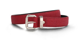 Womens vegan belt red organic pineapple leather fashion elegant silver buckle - £46.83 GBP