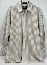 Stafford Men&#39;s Shirt Size 16 32/33 White Brown Striped Wrinkle Free Long... - $6.95