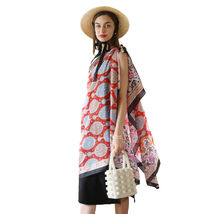 Anyyou 100% Mulberry Silk Rose Red Long Scarf Luxury Brand Women Beach S... - $101.50