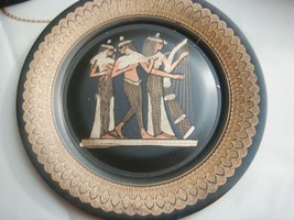 Metal collector plate made in Egypt, EGYPTIAN MUSICIANS 6 1/2&quot; diam - £15.90 GBP