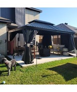 12&#39;x16&#39; Hardtop Gazebo - Steel Double Roof, Aluminum Frame, Curtains - $3,222.16 CAD