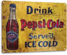 Pepsi Cola Drink Soda Pop Advertising Vintage Retro Wall Decor Metal Tin Sign - £14.02 GBP