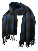 WeSC Unisex Odin Dark Blue Brown Woven Acrylic Winter Scarf Shawl B405933 NWT - £24.15 GBP