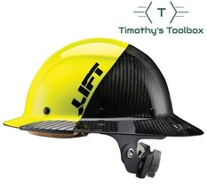 Lift Safety HDF-50C19HC Dax 50/50 Carbon Fiber Full Brim Hard Hat Yellow-Black - $175.40