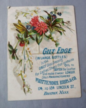 1890s Victorian Trade card Ladies Shoe Dressing Whittemore Bros Boston Mass - £6.97 GBP