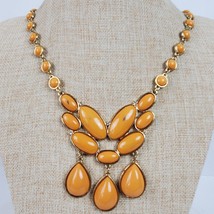 Vintage Artisan Hippie Chandelier Bib Necklace 25 Inch Coral Orange - $16.83