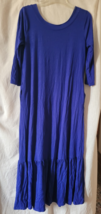 Women's Zenana Outfitters Dress Size S Solid Blue Long Length Pockets 3/... - $14.99