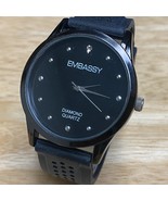 Embassy By Gruen Mens Genuine Diamond All Black Analog Quartz Watch~New ... - £12.25 GBP
