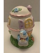 Ceramic Easter Trinket Or Candy Dish Spring Bunny Flowers House - $12.00