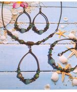 Jade Zoisite Ruby bronze jewelry set earrings necklace bracelet Victoria... - $119.72 CAD