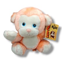 Vintage Russ Berrie Luv-Pet Mookey Plush Monkey Peach White 8&quot; NEW With Tags - $21.95