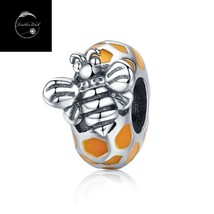 Honey Bumble Bee Insect Spacer Charm Genuine Sterling Silver 925 For Bracelets - £15.28 GBP