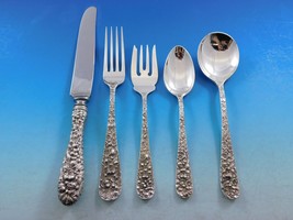 Rose by Stieff Sterling Silver Flatware Set For 8 Service 45 Pieces Repousse - £2,087.12 GBP