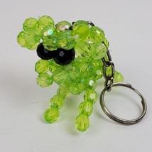 Vintage Handmade Beaded Green Dog w/ Floppy Ears 1.5 Inch Keychain Pendant - £10.43 GBP