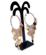 Earrings Gold Color Hoops with Dangles - $4.10 CAD