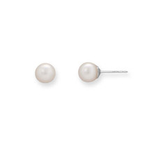 Sterling Silver 4.5mm Cultured Freshwater Pearl Earring Studs - £13.62 GBP