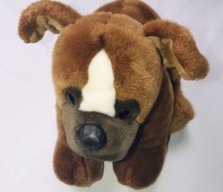 Build A Bear Workshop Brown White Boxer Dog stuffed plush Firm 14&quot; long - £17.44 GBP