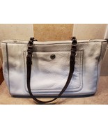 Original Coach White Pebbled Leather Handbag Forest Green Interior - Nic... - £32.04 GBP