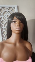 ToyoTress Brown highlight Lace Front Wigs With Bangs Synthetic - 32 Inch... - £19.43 GBP