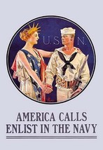 America Calls - Enlist in the Navy by Joseph C. Leyendecker - Art Print - £17.29 GBP+