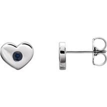 Sterling Silver Blue Sapphire Heart Stud Earrings - $339.00