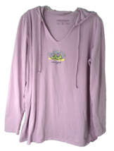 Life is Good Women&#39;s Size XL Long Sleeve Crusher Lite Hooded Tee Flower ... - $24.70