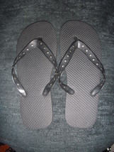 New! Black Studded Flip Flop Sandals Size 9 Goth Punk Urban Steampunk Ho... - $9.99