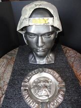USMC Camo Baseball Cap and Alum Nickel Chrome Plated Ashtray 7" Diameter NEW image 3