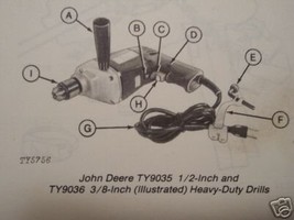 John Deere TY9034, TY9035, TY9036 Electric Drills Owner&#39;s Manual - £7.99 GBP