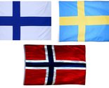 2x3 2&#39;x3&#39; Wholesale Combo Finland &amp; Norway &amp; Sweden 3 Flags Flag PREMIUM... - $12.88