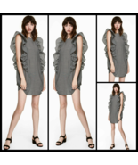 H&amp;M Gingham Black/White Ruffled Sleeveless Shift Dress - Size 14 - $32.75 CAD