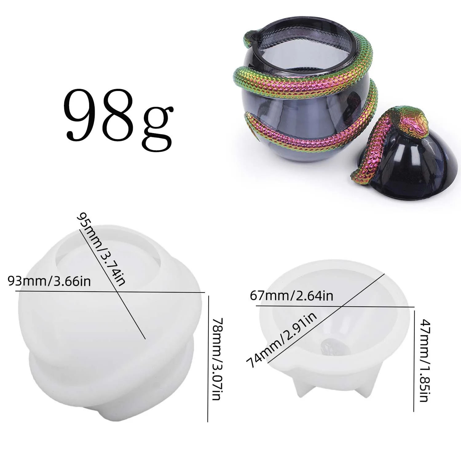 Snake Egg Storagr Jar Silicone Mold with Lid DIY Handmade Scented Candle... - $9.98