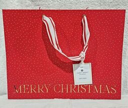 12 Merry Christmas Large Gift Bag With Tiny Scatter Dots Red Sugar Paper 10x12x5 image 2