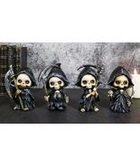 Ossuary Macabre Whimsical Skeleton Chibi Grim Reapers With Scythes Figur... - €36,69 EUR