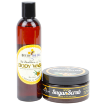 Bee By The Sea Buckthorn and Honey Sugar Scrub and Body Wash Set - £26.84 GBP
