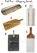 9&quot;x14&quot; Fab Five Marble &amp; Wood Handmade Chopping Board Platter Kitchen Decor E699 - £490.53 GBP
