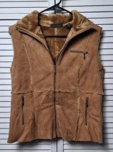 Ladies Context Brown Leather And Faux Fur Vest Size Medium Excellent Pre... - £18.84 GBP