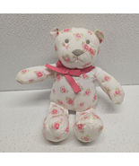 Janie And Jack Plush Bear Pink Floral White Teddy Flower Print Rattle Toy - $541.03 MXN