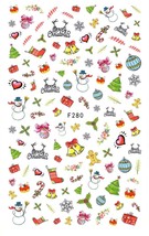 Nail Art 3D Decal Stickers Snowman bells Christmas tree candy gingerbread F280 - £2.54 GBP