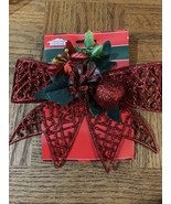 Christmas House Christmas Bow Red Glitter Apple - $14.21