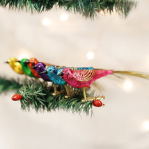 OLD WORLD CHRISTMAS SET OF 6 LOVEBIRDS CLIP-ON GLASS CHRISTMAS ORNAMENTS... - £47.06 GBP