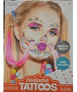 Metallic Rainbow and Stars Glam Skull Costume Face Tattoos With Gems. 2 ... - $300.87 MXN