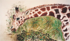 Wildlife Giraffe Animal Art Pastel Drawing Solomon - $5,528.55 MXN