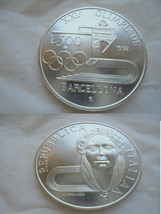 OLYMPIC GAMES BARCELONA 1992 Italian coin in silver 925 Lire 500 Original - £17.29 GBP